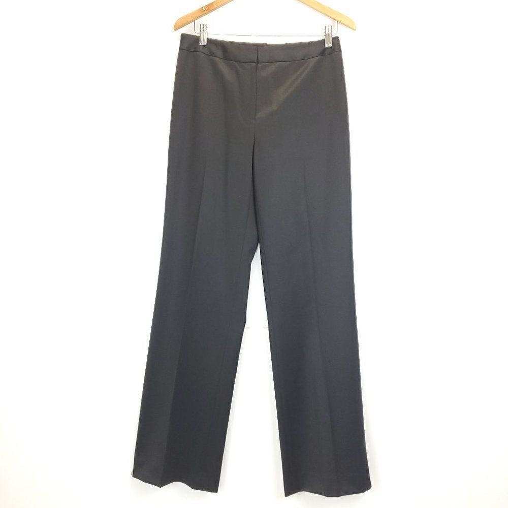 Lafayette 148 New York Virgin Wool High Rise Trousers Black Career Pants